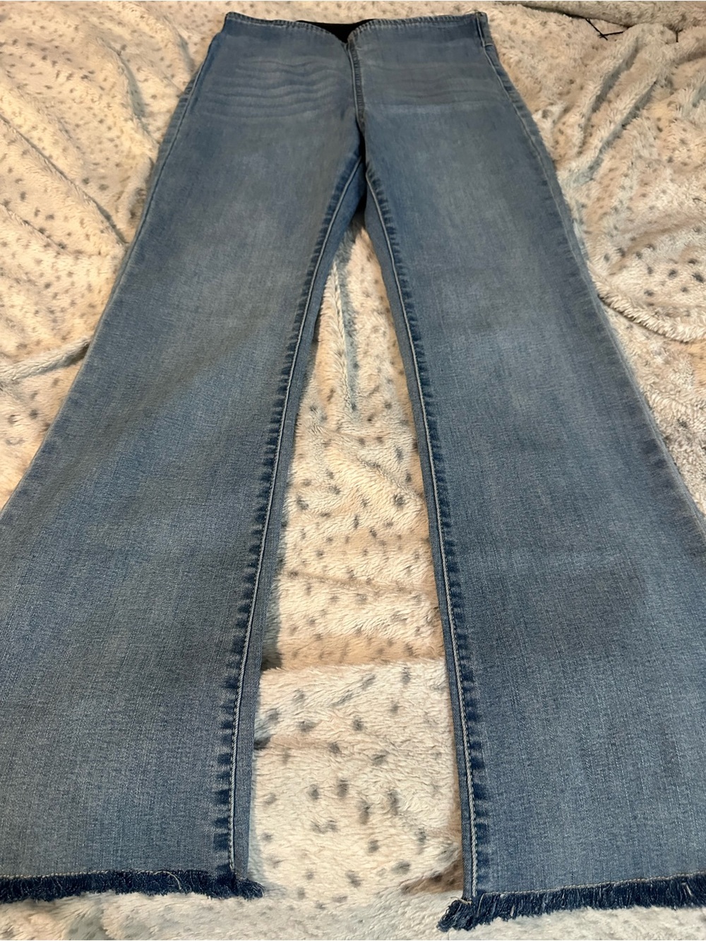 Knox Rose Light Blue Flare Jeans with Raw Hem